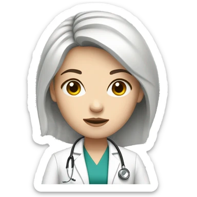 White girl doctor with black small hairs sticker