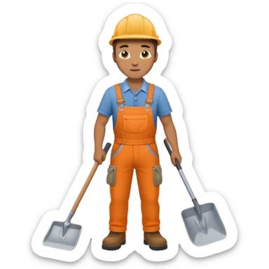 Landscaping company worker, shoveling, full body sticker