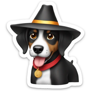 perro  raza pinsher negro pequeño con sombrero de cumpleaños sticker