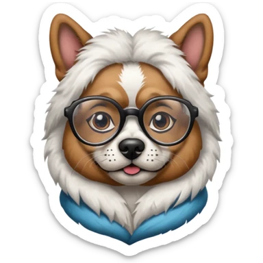 tattooed dog with heavy face tattooes and glassess, white sticker