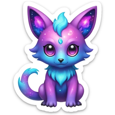 Cute cool colorful nebula fantasy animal hybrid Fakemon full body sticker