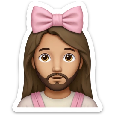 a historical accurate jesus with a super pale pink bow sticker