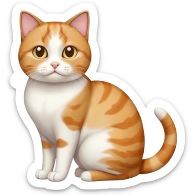 full body calico tabby + white cat with tiny head and fat body sticker