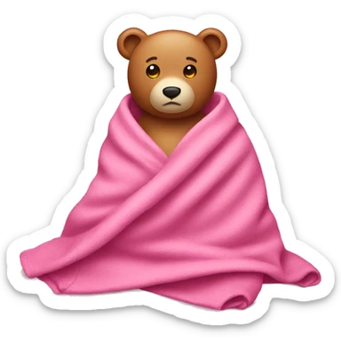 Pink bear wearing pink blanket sticker