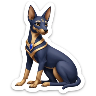  Short-eared Black lapis rose gold beautiful woman lap anubis puppy floor statue posed  sticker