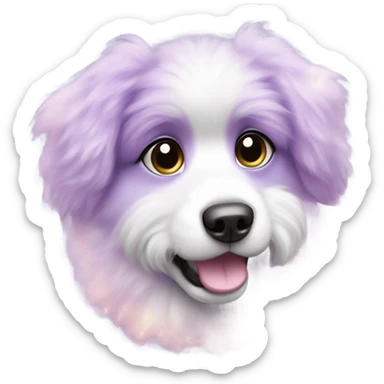 Kawaii cute gorgeous dog colorful sparkly bright light pastel lilac-pink-white-gradient fantasy ethereal fluffy fursona animal creature sticker