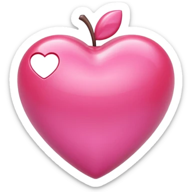 Apple-style 3D emoji of a shiny pink  heart, smooth and glossy surface, simple and elegant design, no background. sticker