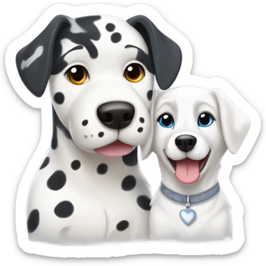 shibi style, dalmatian, white and grey siberian husky, in love sticker