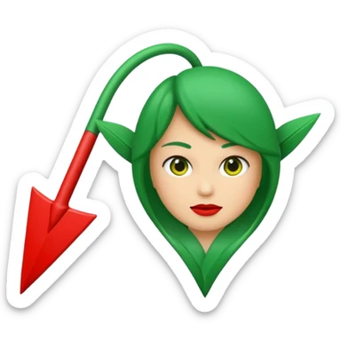 Tag vermelha com uma flecha pra cima verde do lado sticker