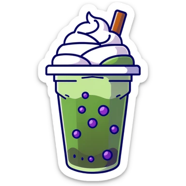 green bubble tea with whipped cream on top sticker