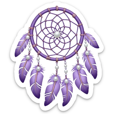 Pastel Violet lavender dreamcatcher, white bead pearls  sticker