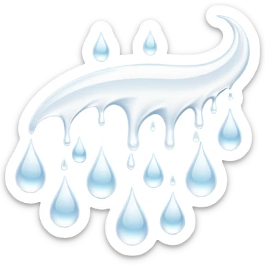 Multiple White liquid droplets with tails flying to the left sticker