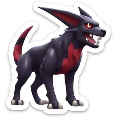 Black Cool Edgy Nargacuga-Houndoom-Garchomp Fakémon  with White and Red and purple and black Edgy markings sticker