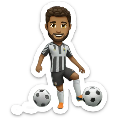 little brown man with a beard playing football with tall Cristiano Ronaldo sticker