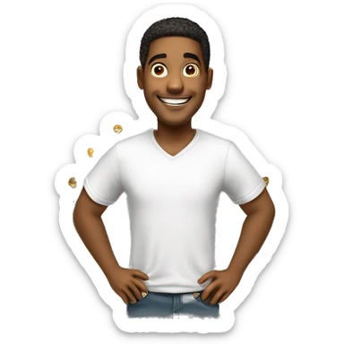 homem 21 anos, branco, 2 brincos pequenos, 1 em cada orelha, de touca e feliz sticker