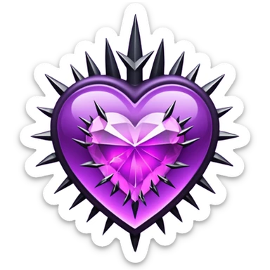 purple heart with black thorns and a crystal, dark romance sticker