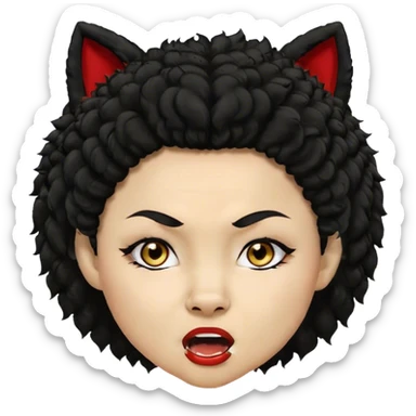 Create twitch emotes of various primary human emotions, dark brown eyes, of an confident afro-latina wrestler, look alike Ivy Satinee, with black afro hairs , with wolf ears,  sticker