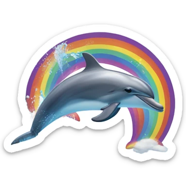 ￼Dolphin and a rainbow  sticker