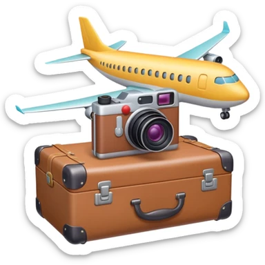 Premium travel moodboard emoji, Apple-style 3D emoji, pastel gradients, minimal travel symbols, calm aesthetic, soft shadows, high-detail, square app icon. sticker
