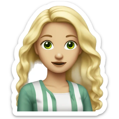 a girl with blonde hair and green eyes  sticker
