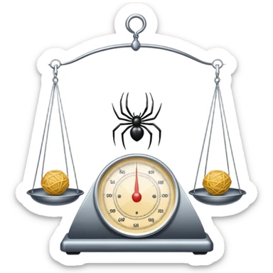 A web on a weighing scale sticker