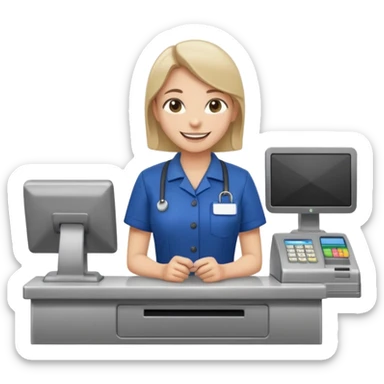 supermarket employee at a cash register, full body sticker