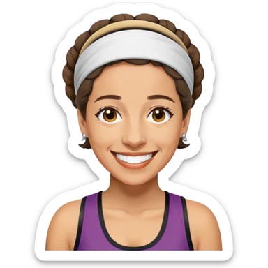 Hannah Arendt with a sporty headband and a big smile  sticker