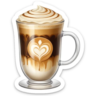 Latte with espresso marbled in glass cup sticker
