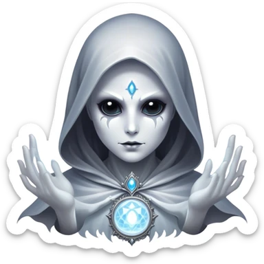 Cinematic and Ultra realistic 32k HD hauntingly beautiful specter with Balanced features, highly detailed, glowing with silver light, high shine, remembrance, a painting of white silver, fanciful, enchanting. The image is so lifelike it could leap off the canvas at any moment sticker