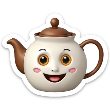 a teapot with eyes and mouth sticker