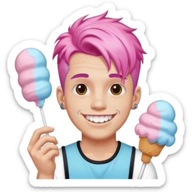 happy colorful cotton candy haired man with braces and tattoos and just face not holting anything sticker