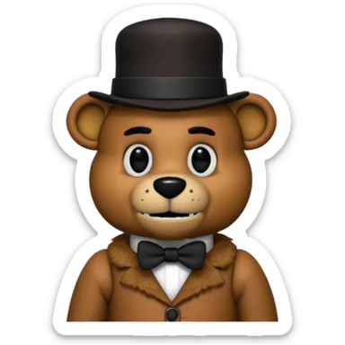 Freddy Fazbear with black and tiny hat from Five Nights At Freddy's Movie sticker