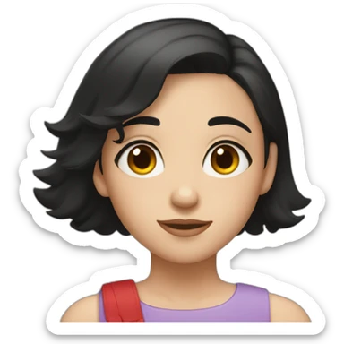 A girl with short black hair, red eyes, and a young woman Girls  sticker