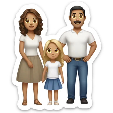 Puerto rican beard short brown hair  husband with blond long hair wife and brown long hair daughter Family  sticker