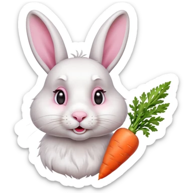 A rabbit nibbling on a carrot, surprised by the flavor, portrait, bust up sticker