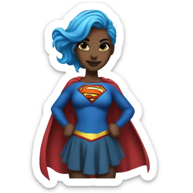 Supergirl with blue hair and sleev tatto sticker