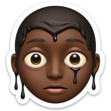 an black melting face with no eyebrows and mouth and just an single eye sticker