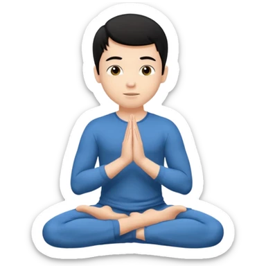 White boy with black hair doing namaste  sticker