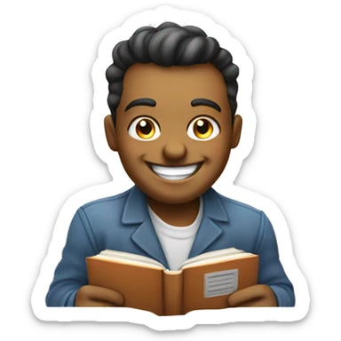 happy entrepreneur smirking face with book sticker