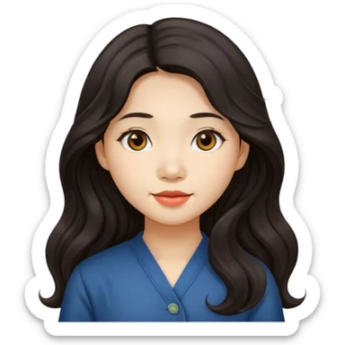 Vietnamese girl with long wavy dark hair sticker