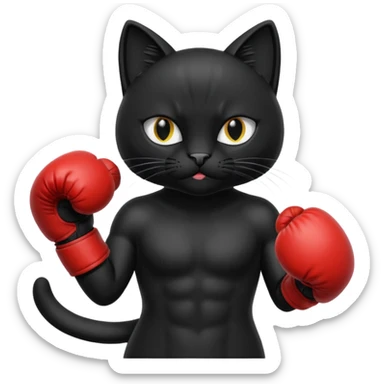 Black cat with boxing gloves sticker