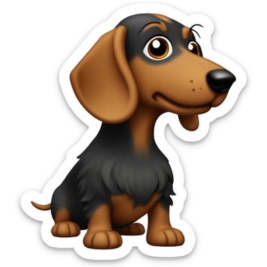Very Wired haired sausage dog from the side standing dark Color  sticker