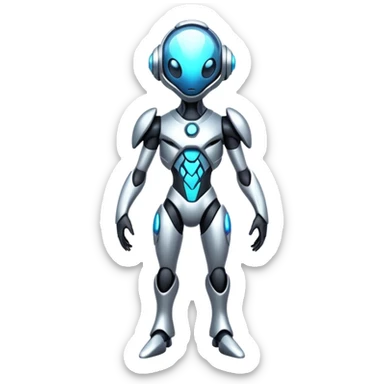 Shiny Futuristic Fakemon-Pokemon-Digimon-Spectrobes-fusion, full body sticker