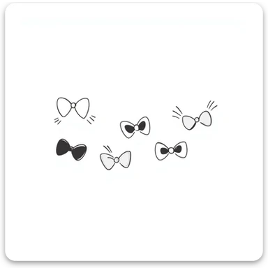 cute bows in various shapes and sizes in pastel colors dd9fb0, ffc6d3, a3bfc9, c4bee2, f1b091, hand-drawn doodle style sticker
