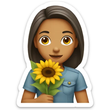 Girl holding sunflower bouquet sticker