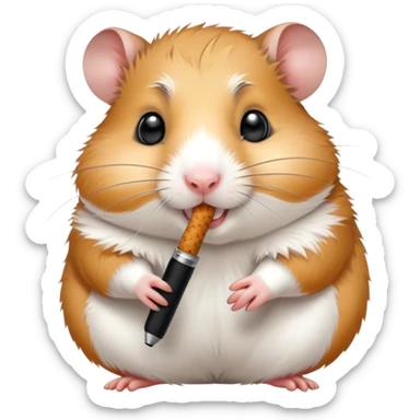 Happy hamster smoking from a pen  sticker