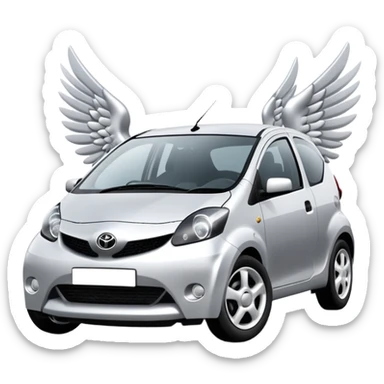 2008 Toyota Aygo Silver with Wings and Halo sticker