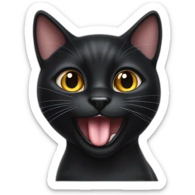 black cat sticking out tongue happy sticker