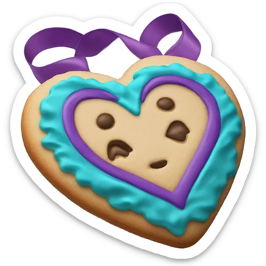 Purple teal Suicide awareness ribbon, heart cookie sticker