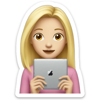 girl blond with ipad sticker